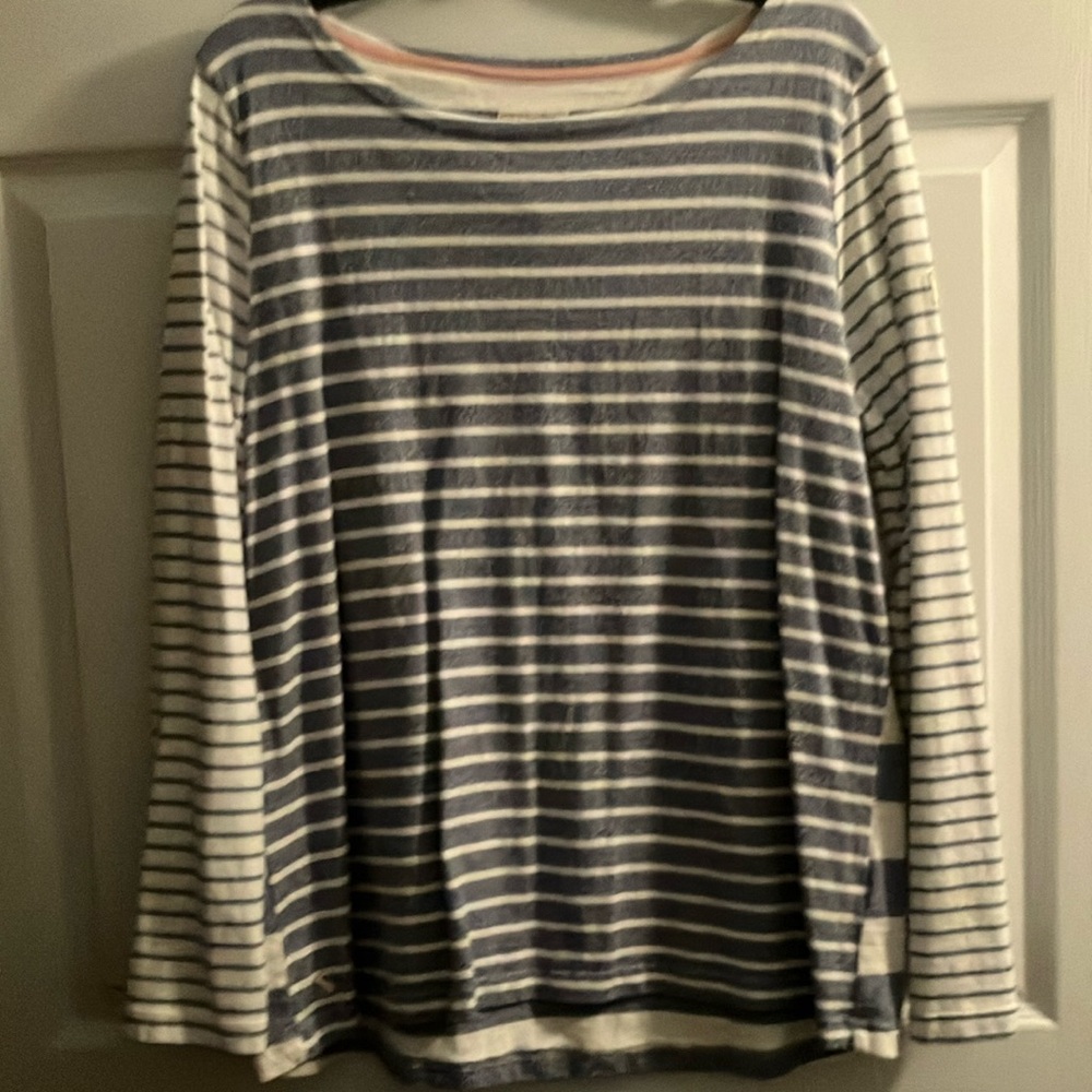 Joules Blue and White Striped Blouse